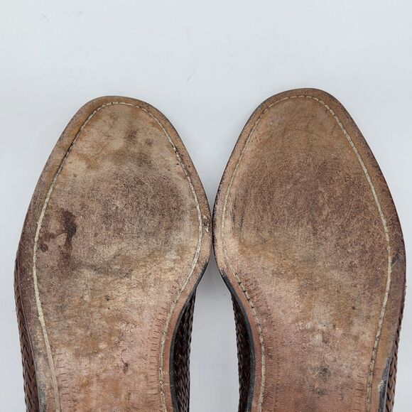 Peter Huber Mens Brown Leather Woven Cap Toe Derbys Size US 10 M Made In Spain - Picture 15 of 16